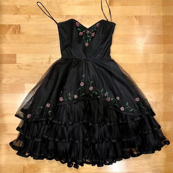 Rare Vintage Betsey Johnson Tulle Strapless Sweetheart Neckline Dress - Picture 1 of 5